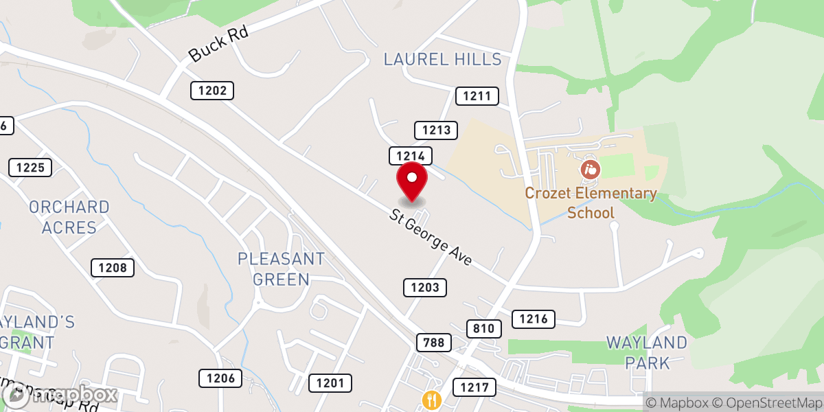 Map showing location of Crozet Baptist Church