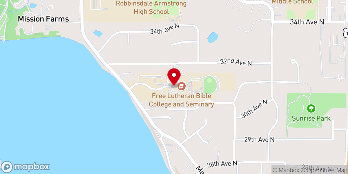 Map showing location of Free Lutheran Bible College & Seminary