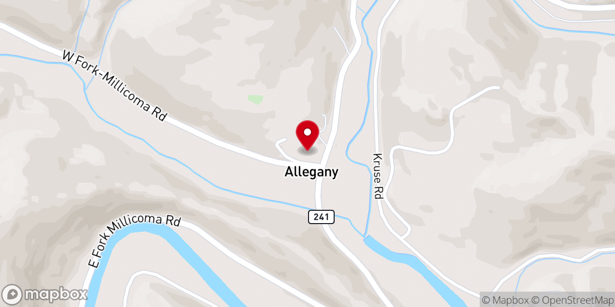 Map showing location of Allegany Community Church