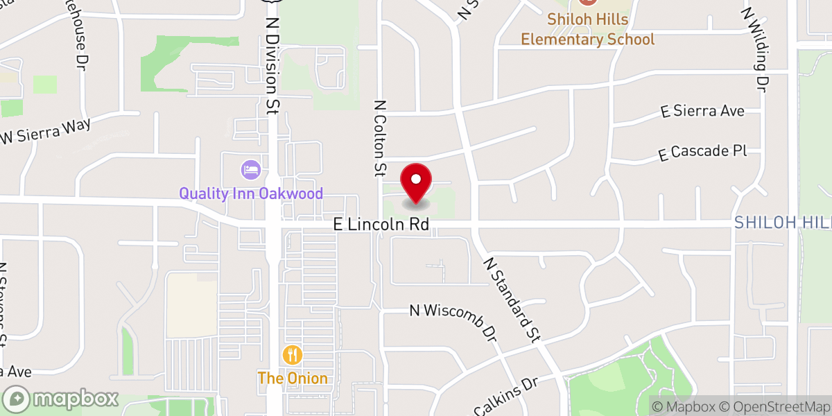 Map showing location of Shiloh Hills Fellowship
