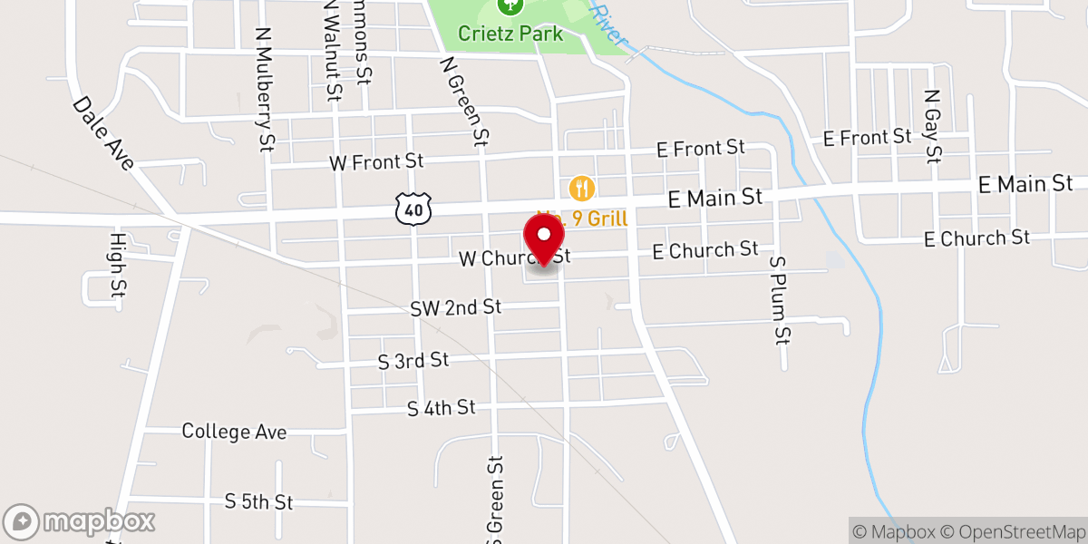 Map showing location of Cambridge City Christian Church