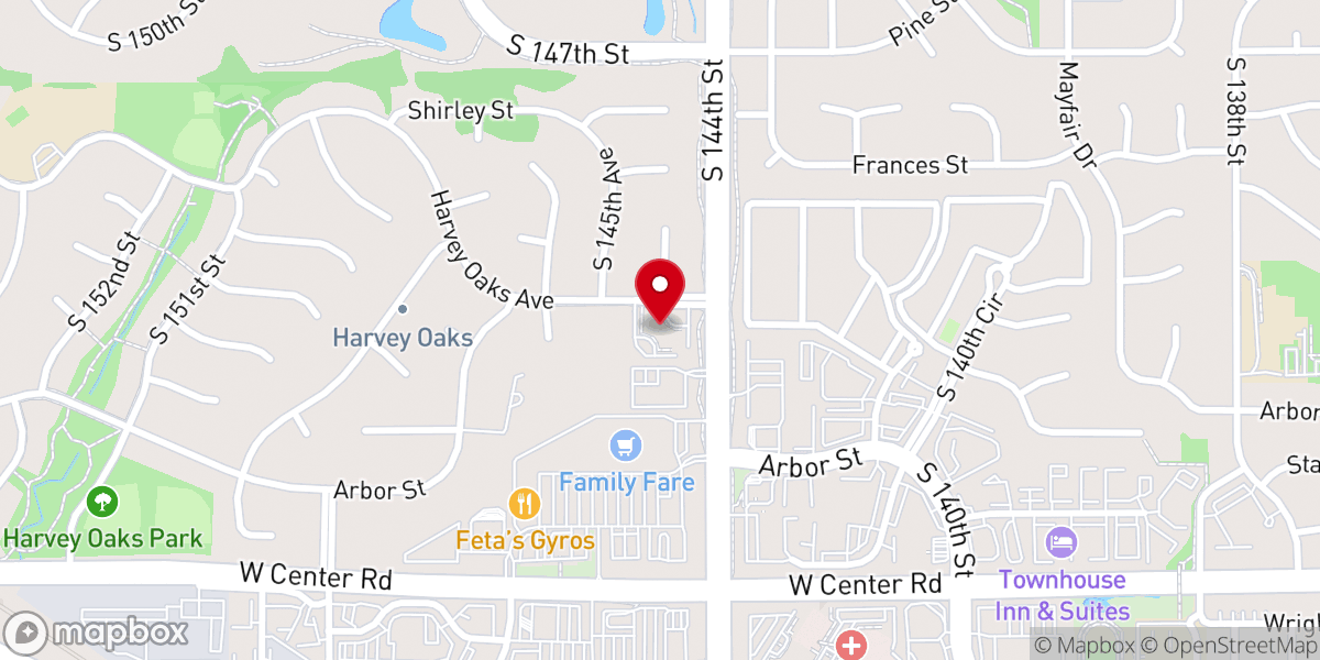 Map showing location of Harvey Oaks Baptist Church