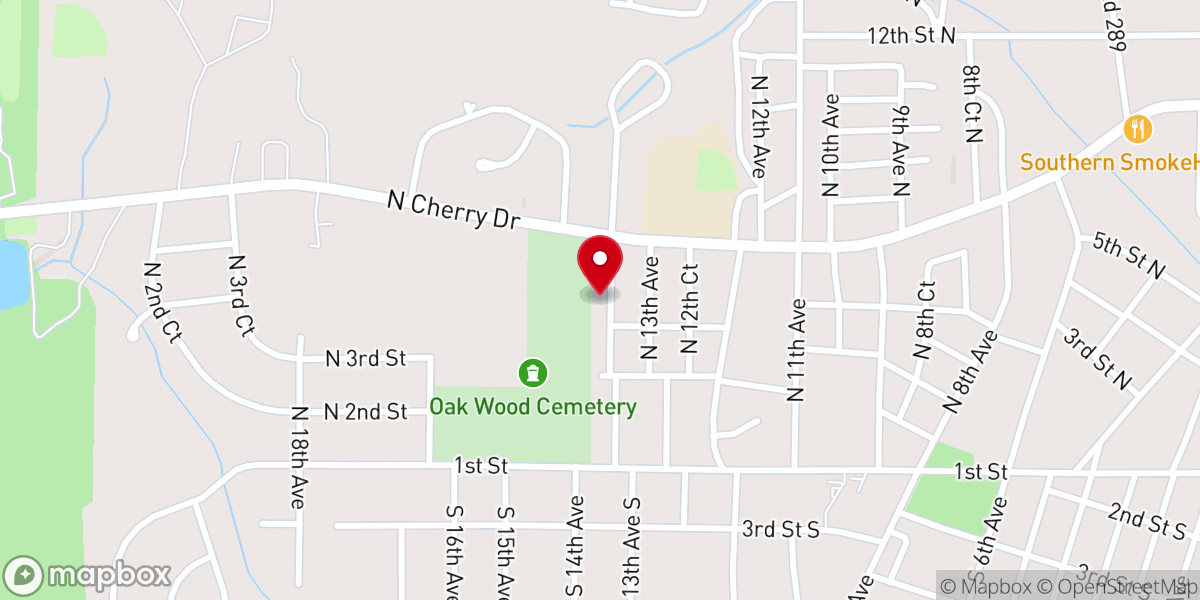 Map showing location of Thirteenth Avenue Church of Christ