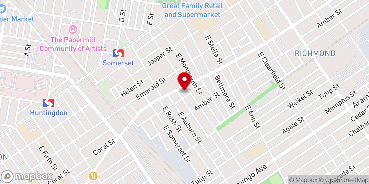 Map showing location of Cambodian Baptist Church of Philadelphia