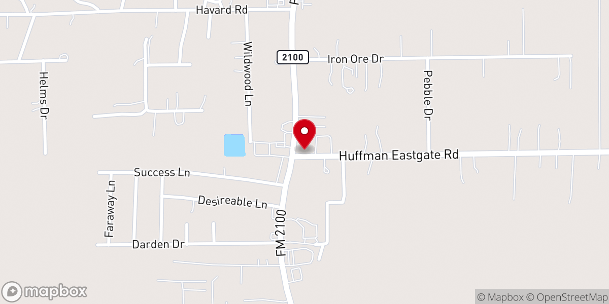 Map showing location of Huffman Church