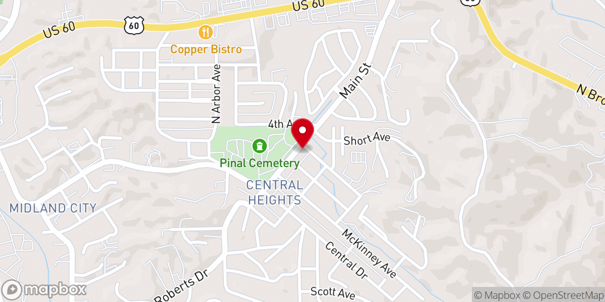 Map showing location of Central Heights Baptist Church