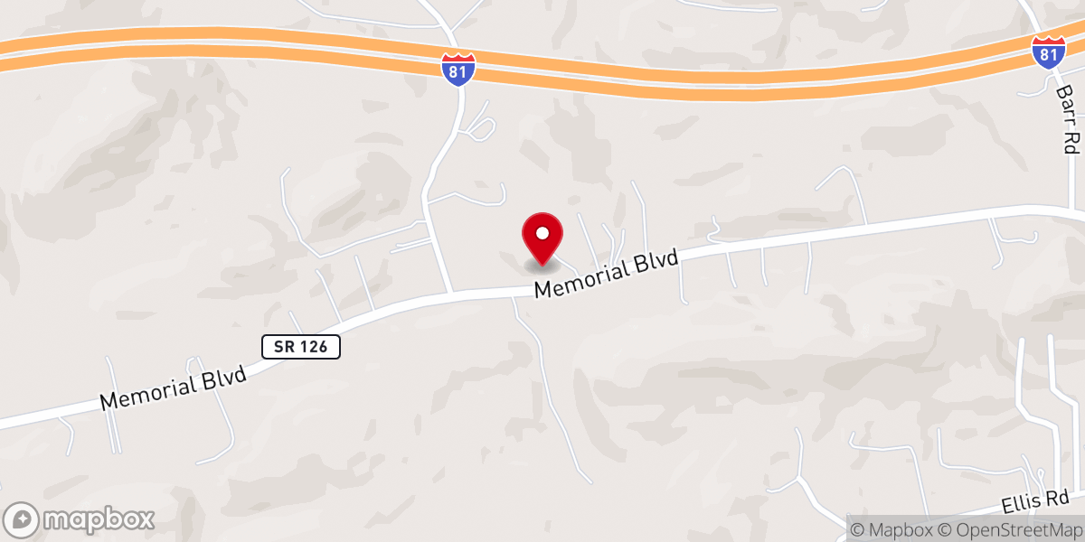 Map showing location of Acuff Chapel