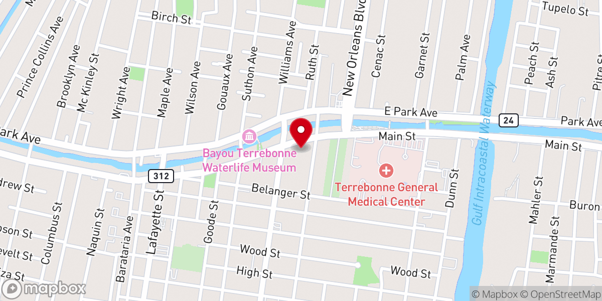 Map showing location of Terrebonne Parish Engineering