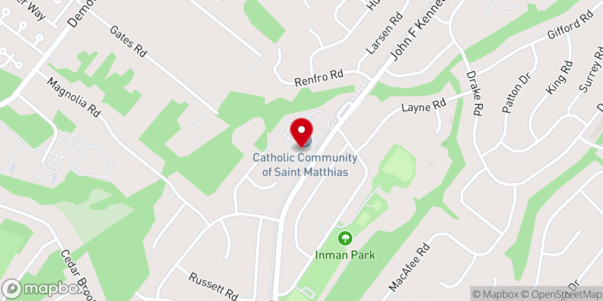 Map showing location of Catholic Community of Saint Matthias