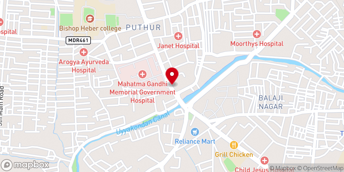 Map showing location of Trichy City JJ Church