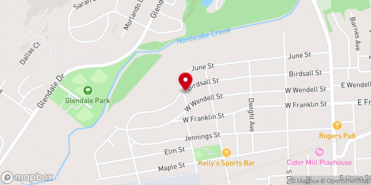 Map showing location of West Endicott Baptist Church