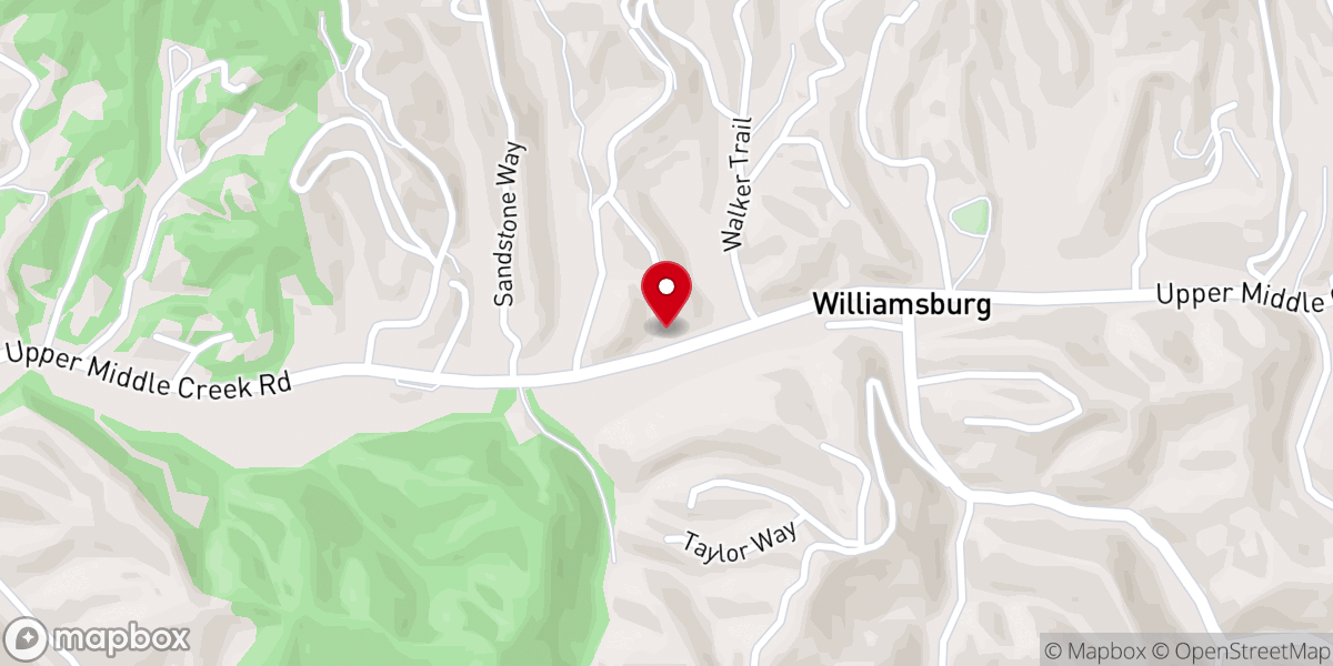 Map showing location of Williamsburg Baptist Church