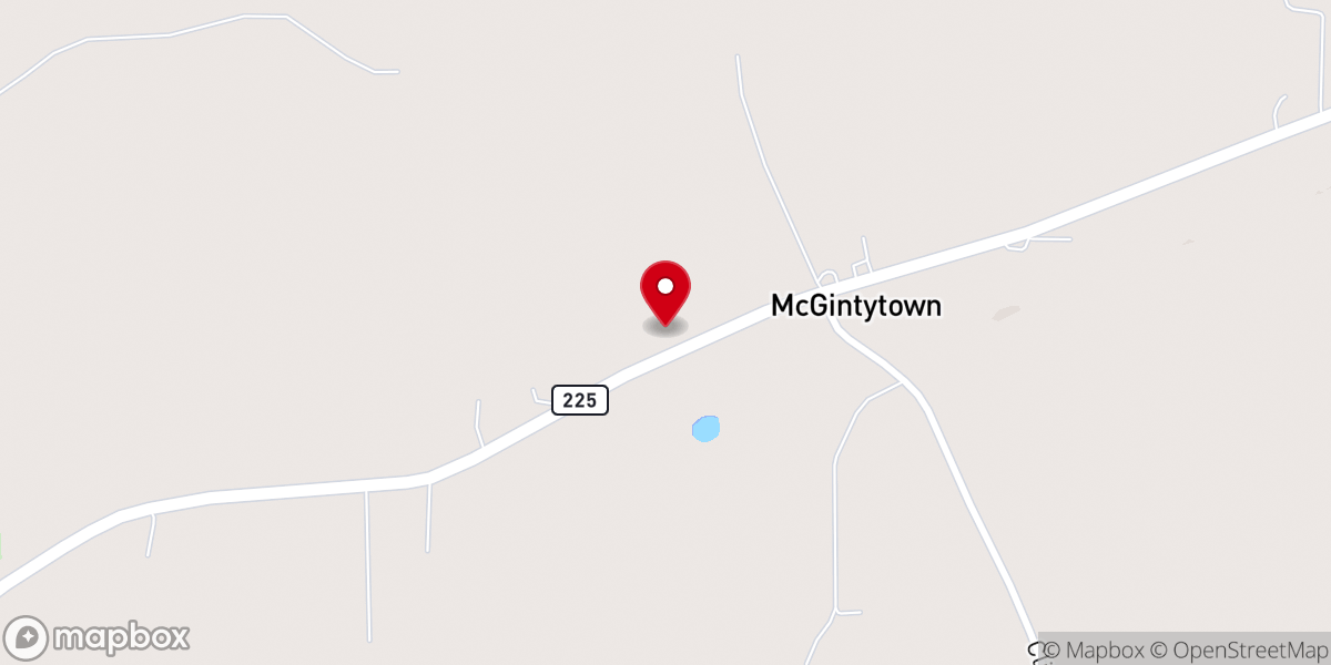 Map showing location of McGintytown Bible Church