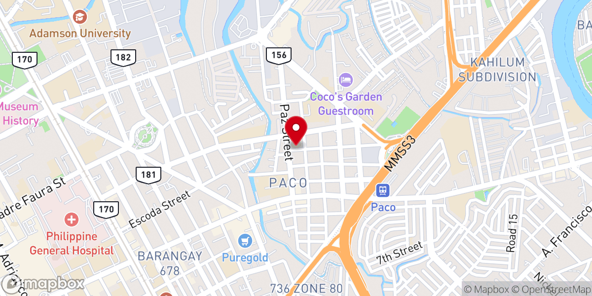 Map showing location of Paco Baptist Church