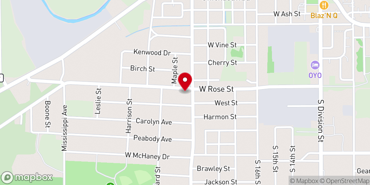 Map showing location of First United Pentecostal Church