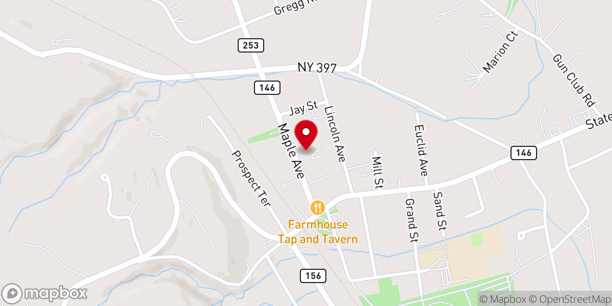 Map showing location of St. John's Lutheran Church