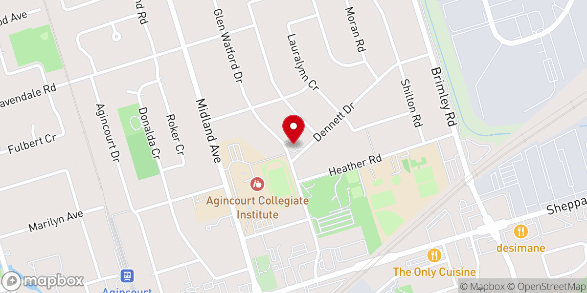 Map showing location of Agincourt Baptist Church