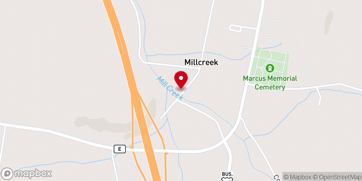 Map showing location of Mill Creek Fwb Church