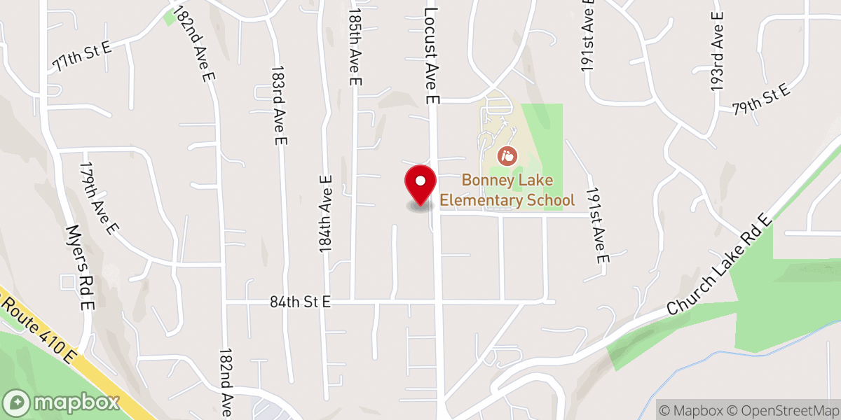 Map showing location of Bonney Lake Community Church