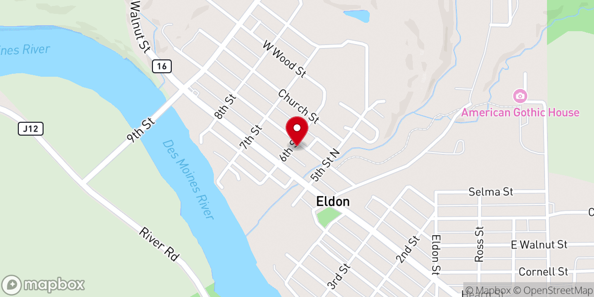 Map showing location of Eldon Christian Church