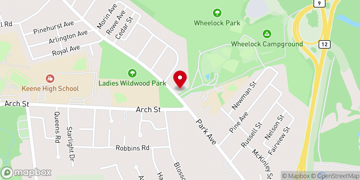 Map showing location of Keene Assembly of God