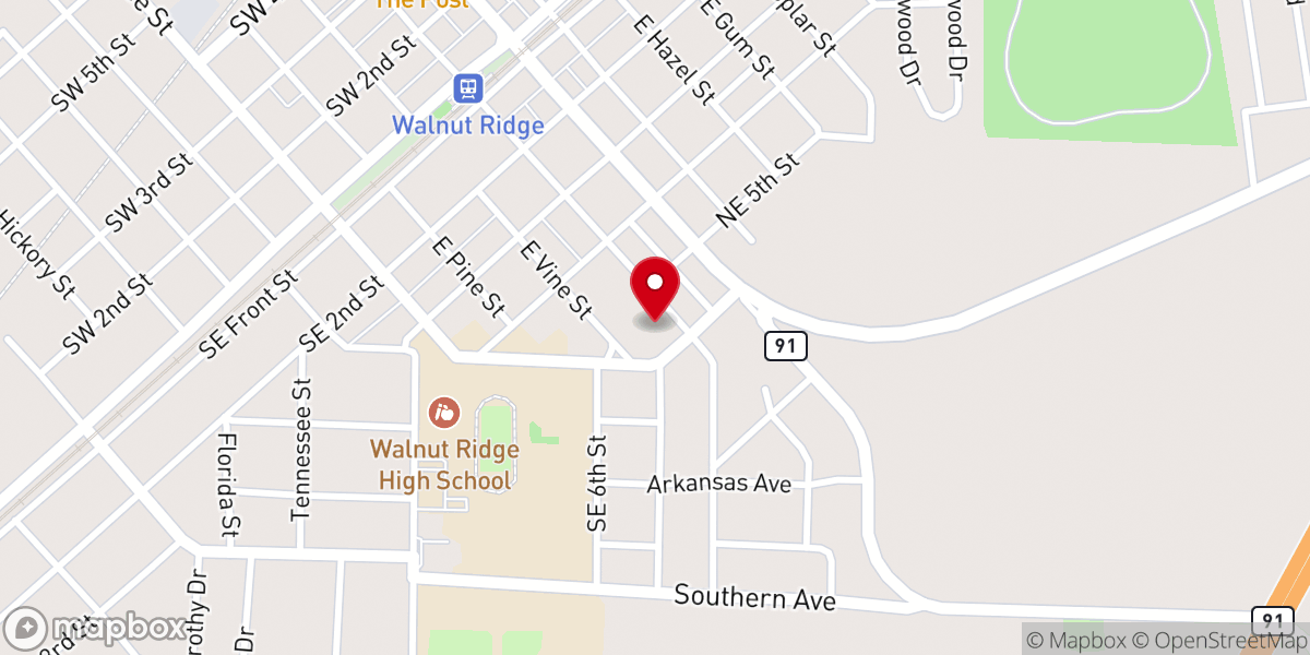 Map showing location of Gethsemane Baptist Church
