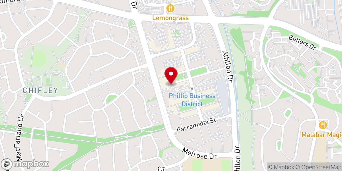 Map showing location of Potter’s House Christian Fellowship Canberra
