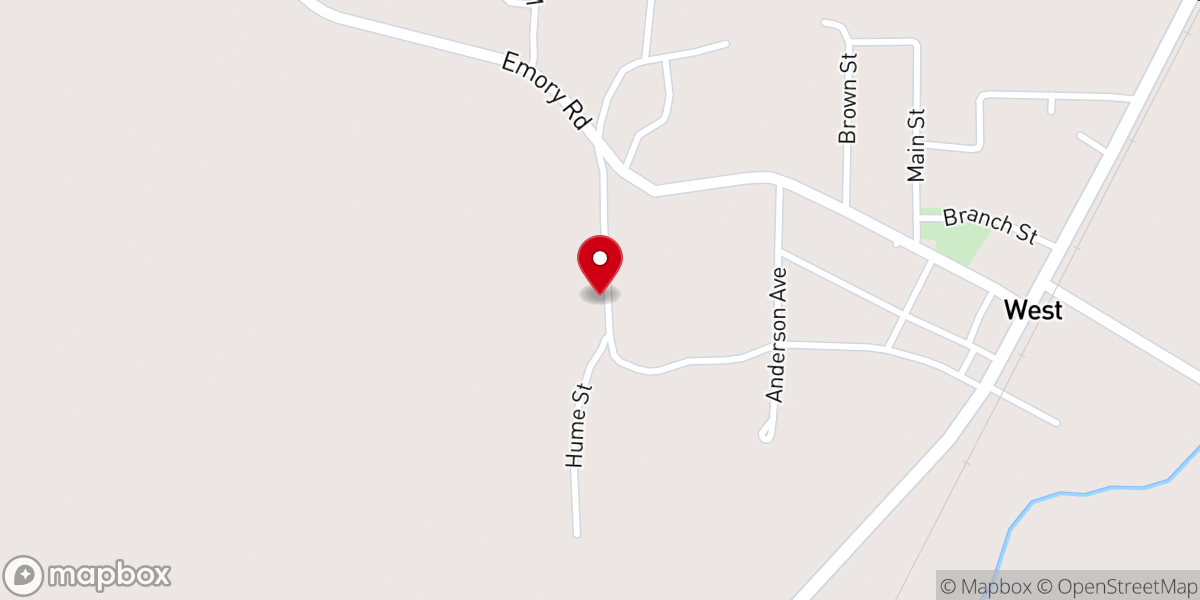 Map showing location of West Missionary Baptist Church