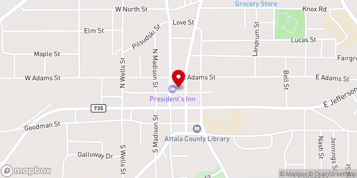 Map showing location of First United Methodist Church Kosciusko