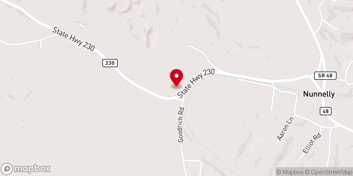 Map showing location of Nunnelly United Methodist Church