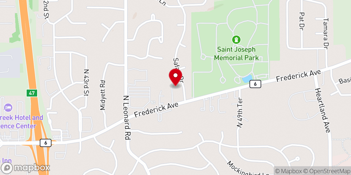 Map showing location of St. Paul Lutheran