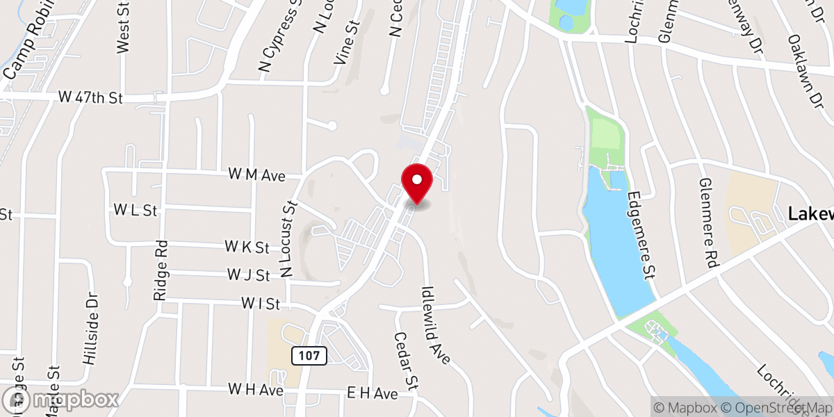 Map showing location of Park Hill Christian Church
