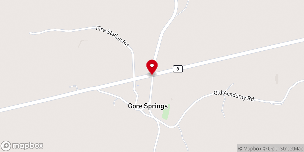 Map showing location of Gore Springs