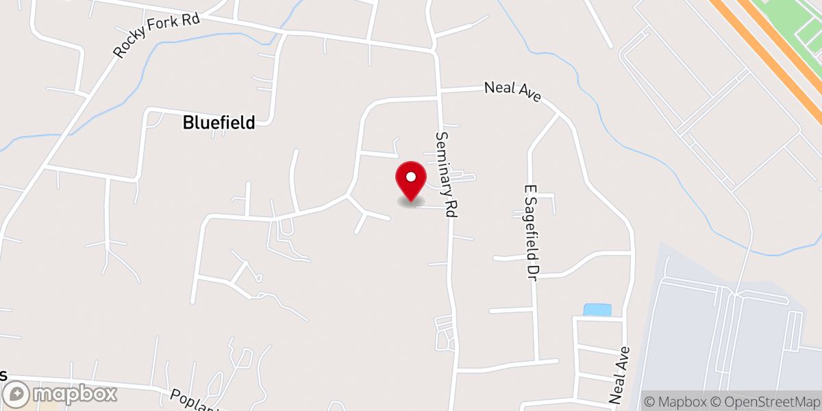 Map showing location of Bluefield Grove
