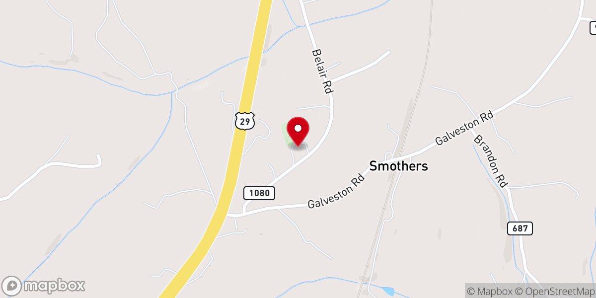 Map showing location of Antioch Baptist Church