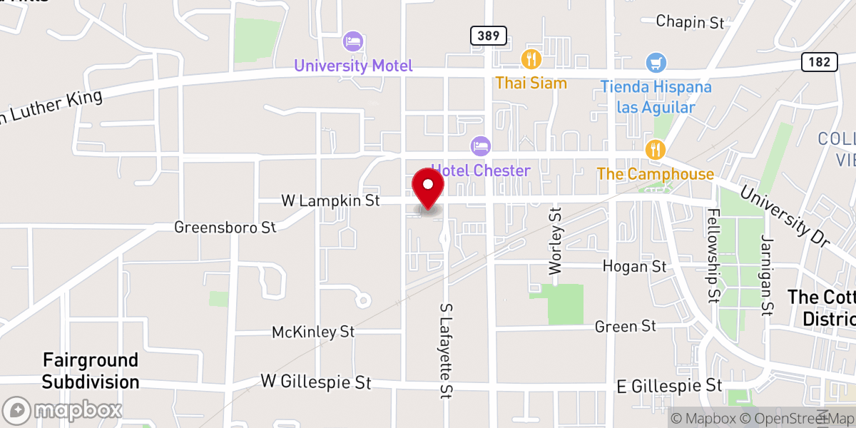 Map showing location of Starkville Baptist Church