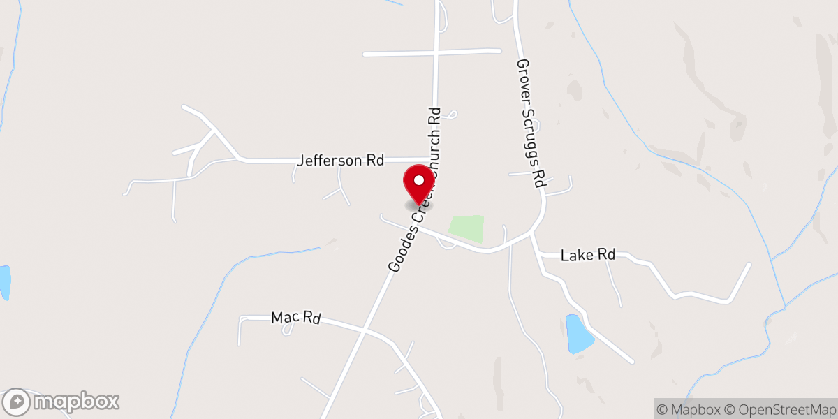 Map showing location of Goodes Creek Church