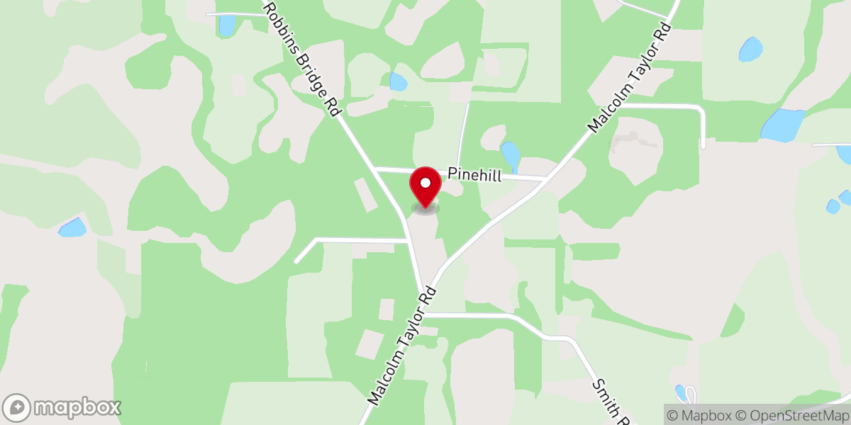 Map showing location of Pine Hill Church