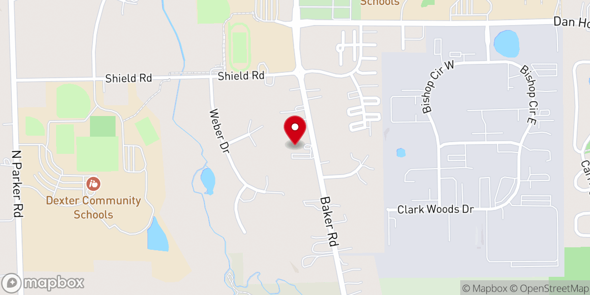 Map showing location of Dexter Gospel Church