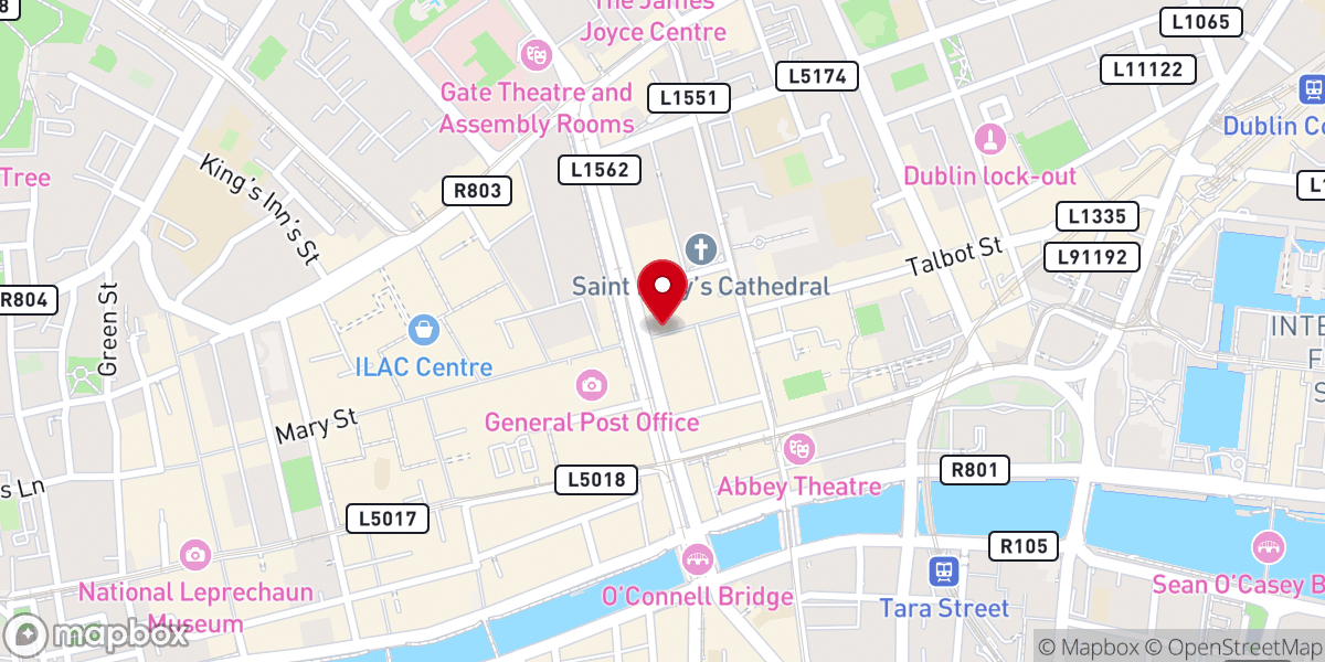 Map showing location of James Joyce Statue