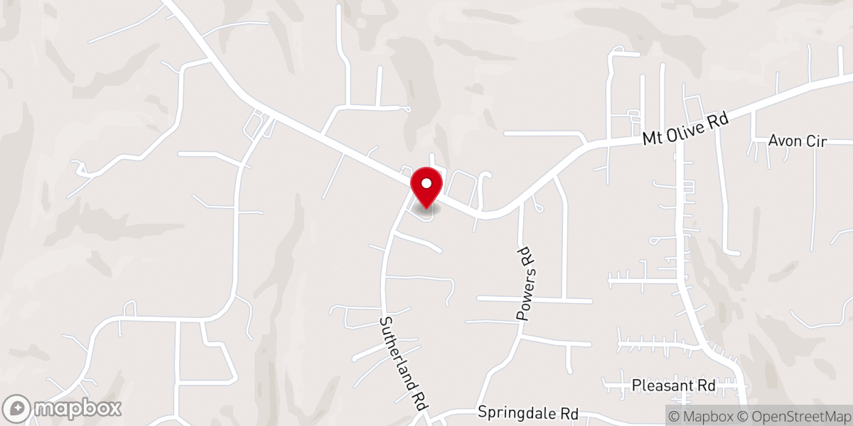 Map showing location of Mt Olive Community Center