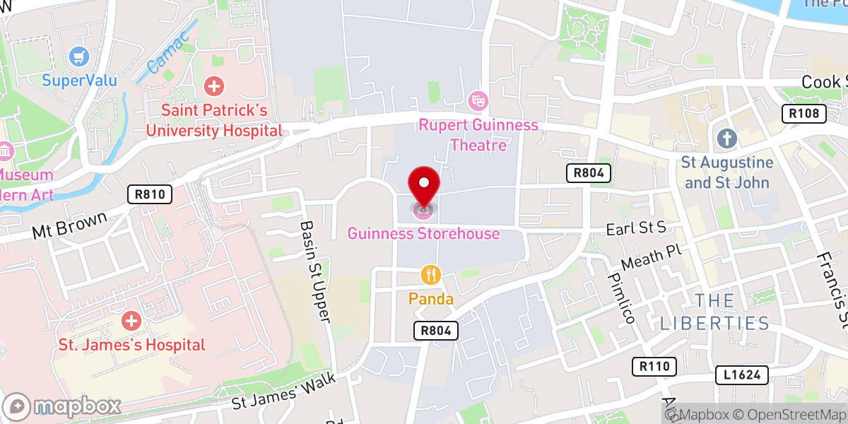 Map showing location of Guinness Storehouse