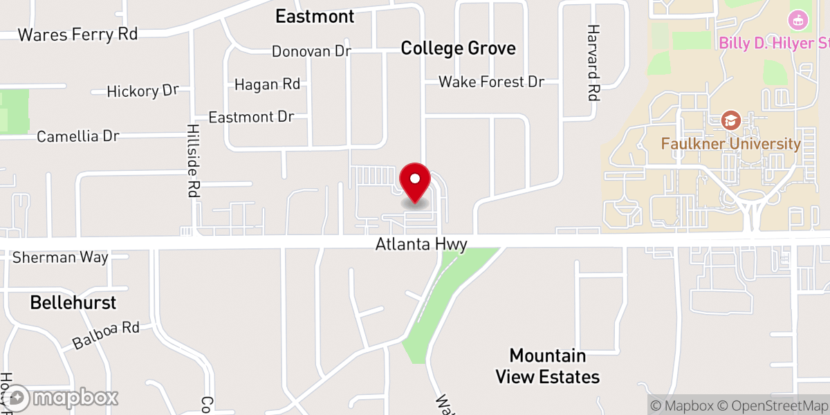 Map showing location of Eastmont Baptist Church