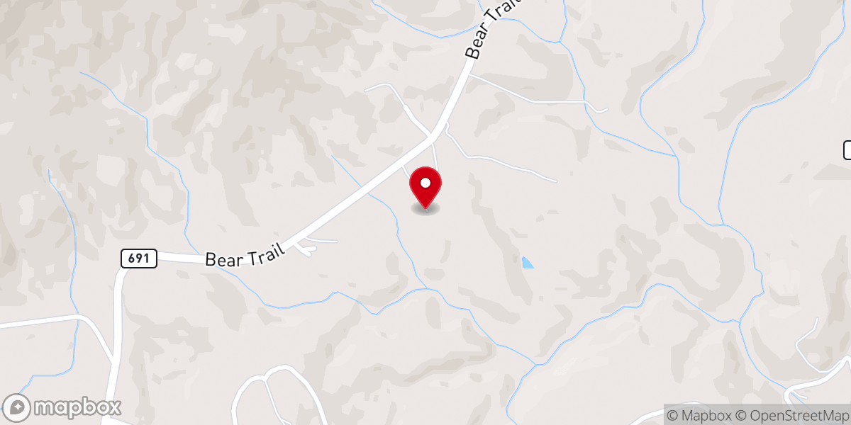 Map showing location of Bear Trail Baptist Church