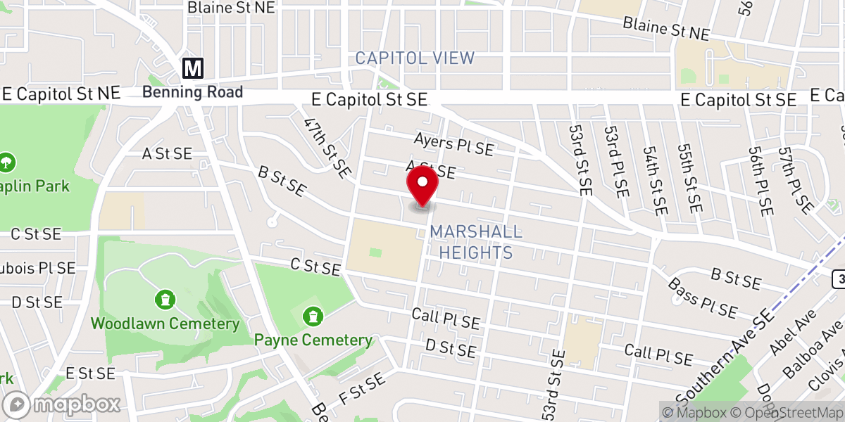 Map showing location of First Baptist Church of Marshall Heights