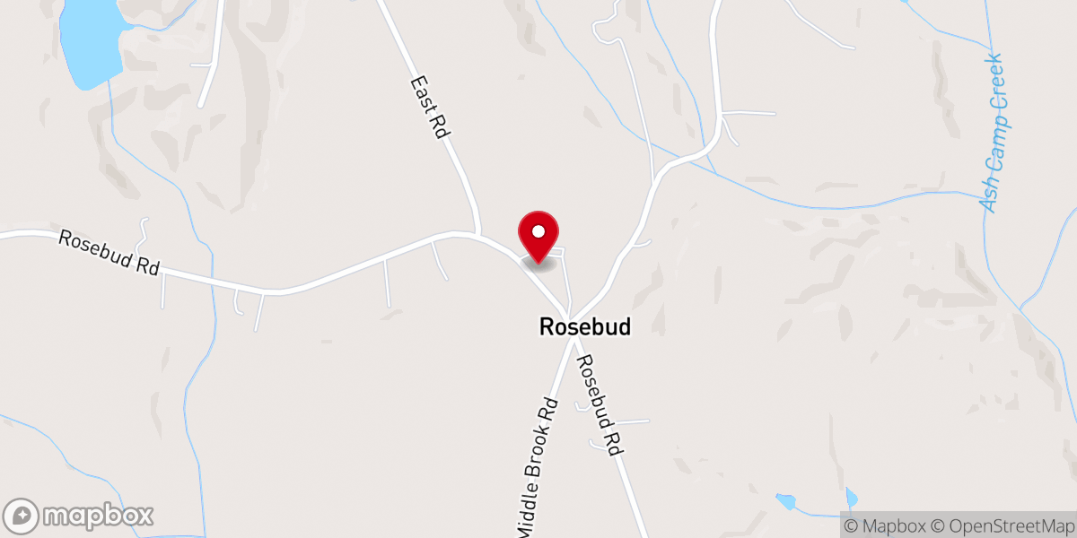 Map showing location of Rosebud Christian Church
