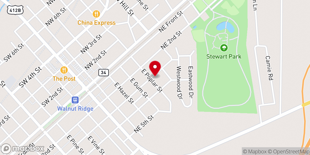 Map showing location of Calvary Baptist Church