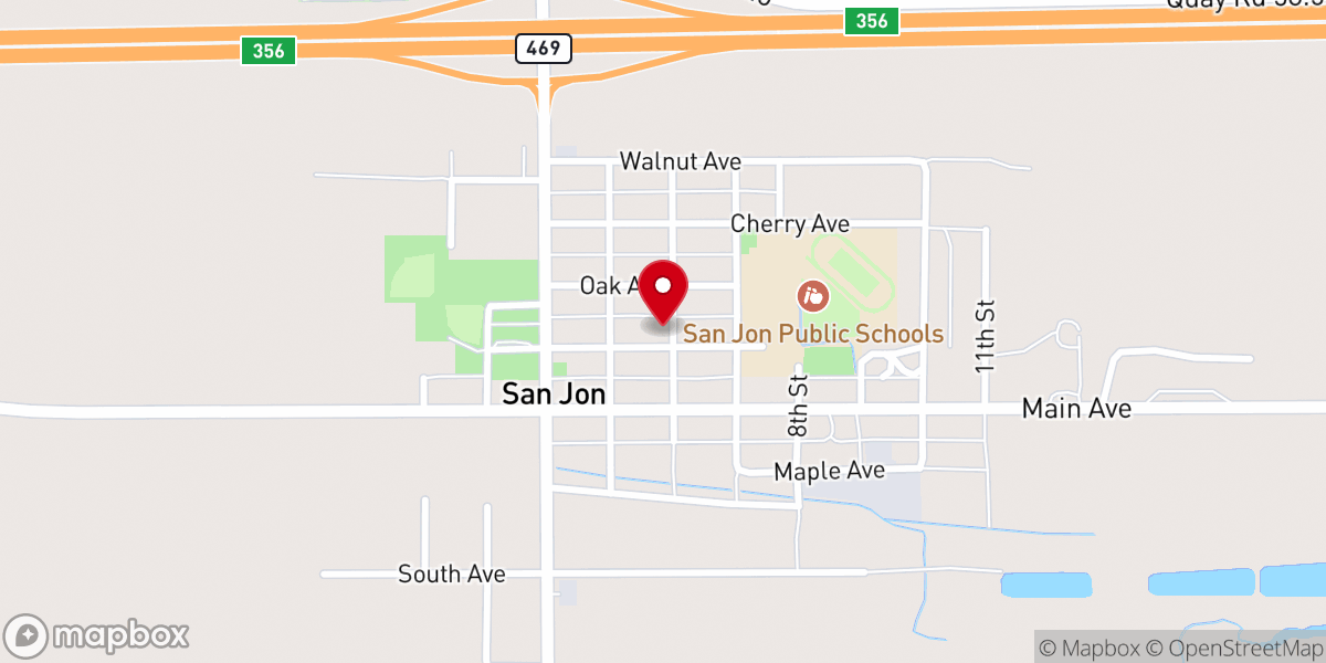 Map showing location of San Jon United Methodist Church