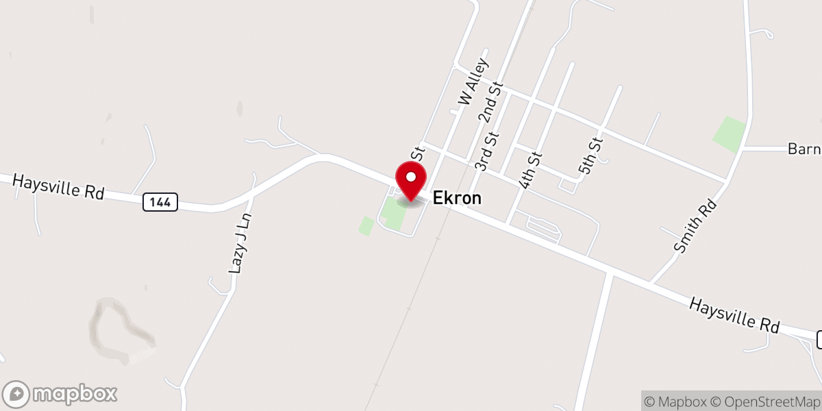 Map showing location of Ekron Baptist Church
