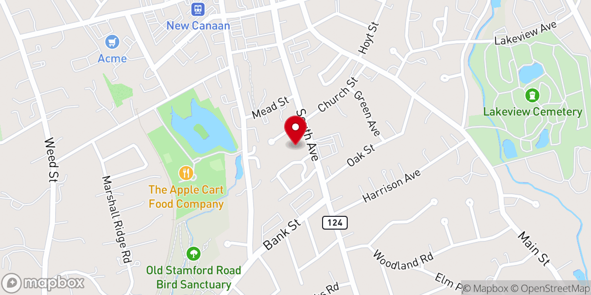Map showing location of Methodist Church of New Canaan